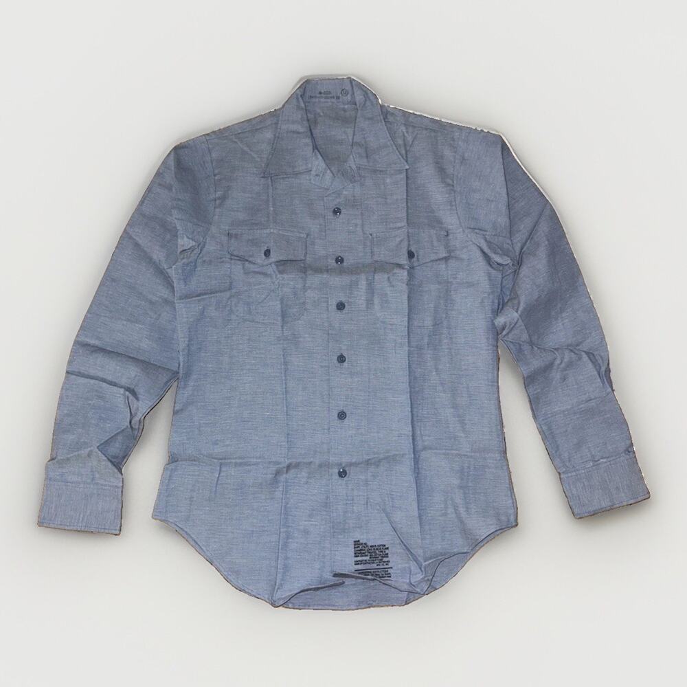 Vintage 1987 US Military Chambray Utility Shirt Type III Cotton USA 22x30
